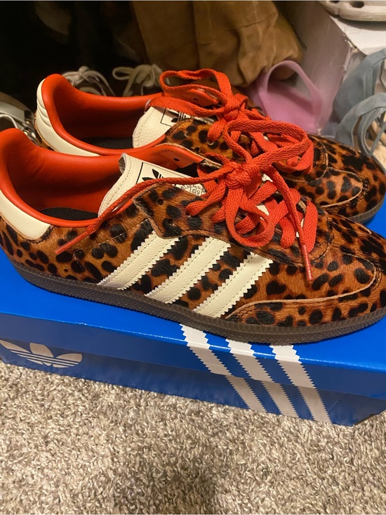 adidas Shoes - adidas Leopard Print Sneakers with Orange Laces